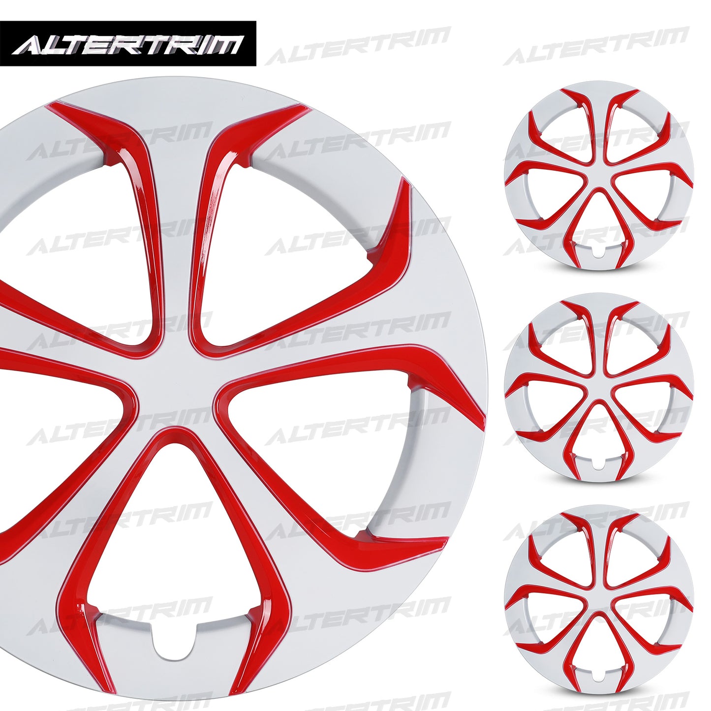 15 Inch Wheel Hubcaps for 2010-2015 TOYOTA Prius - White Lacquer & Red Lacquer