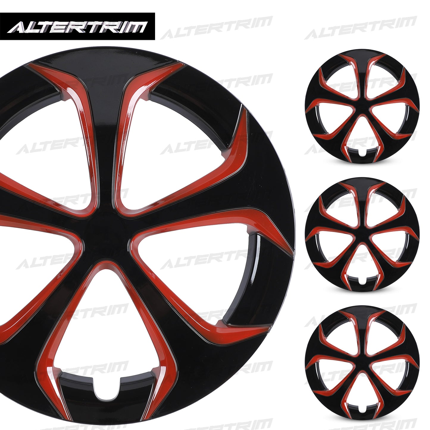 15 Inch Wheel Hubcaps for 2010-2015 TOYOTA Prius - Black Lacquer & Red Lacquer