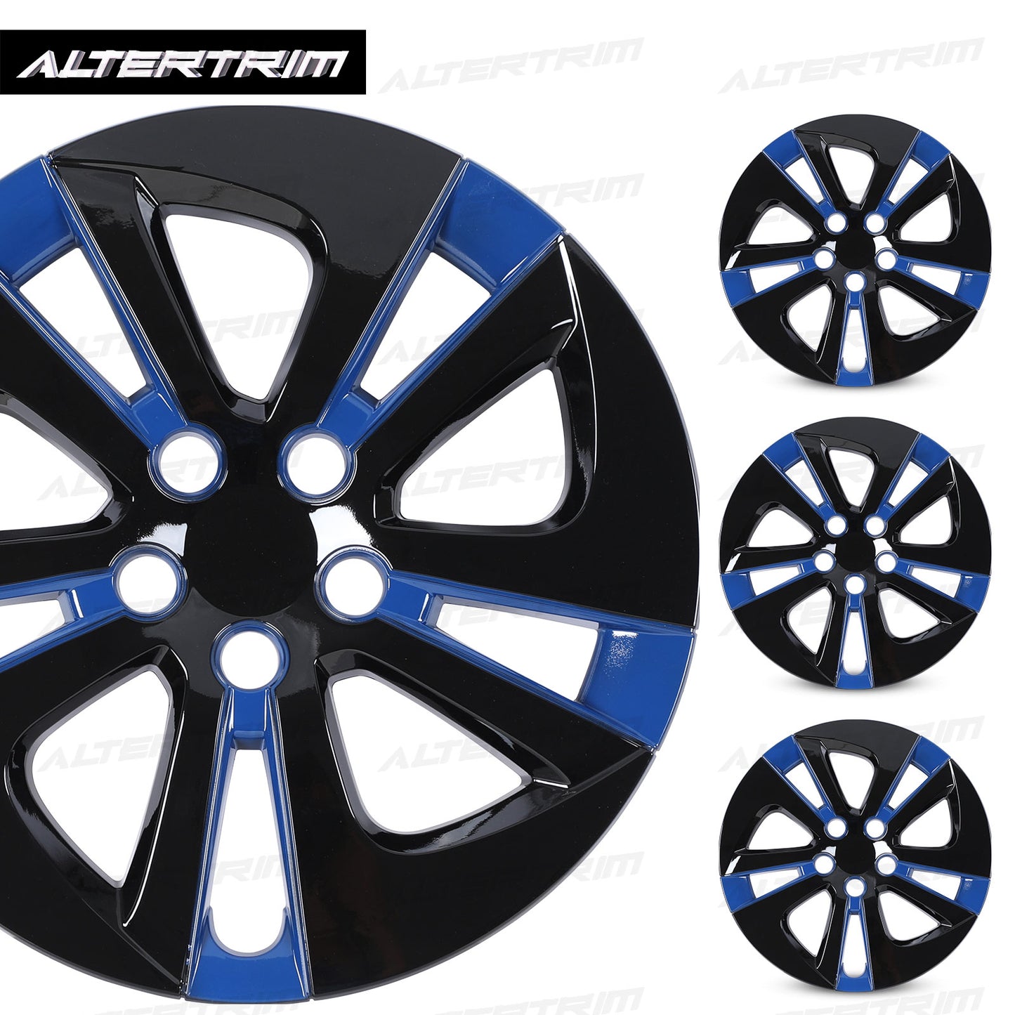 15 Inch Wheel Hubcaps for 2016-2022 TOYOTA Prius/ 2020-2024 TOYOTA Corolla - Black Lacquer& Blue Lacquer