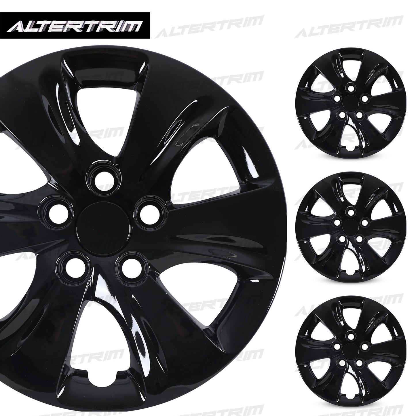 15 Inch Wheel Hubcaps for 2011-2016 Hyundai Elantra Sedan - Black Lacquer
