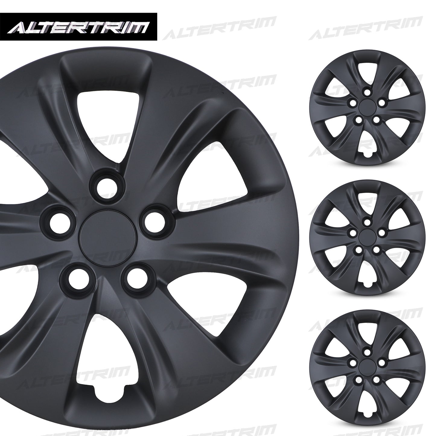 15 Inch Wheel Hubcaps for 2011-2016 Hyundai Elantra Sedan - Matte Black