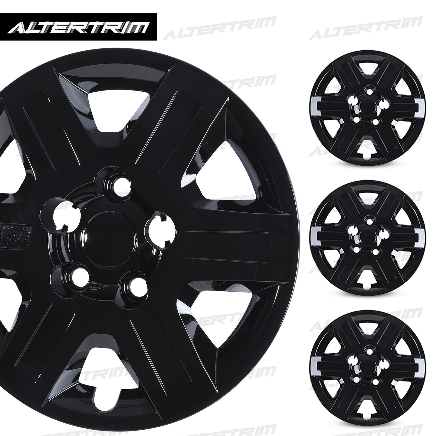16 Inch Wheel Hubcaps for 2008-2016 Dodge Grand & Caravan/2008-2010 Chrysler Town & Country - Black Lacquer
