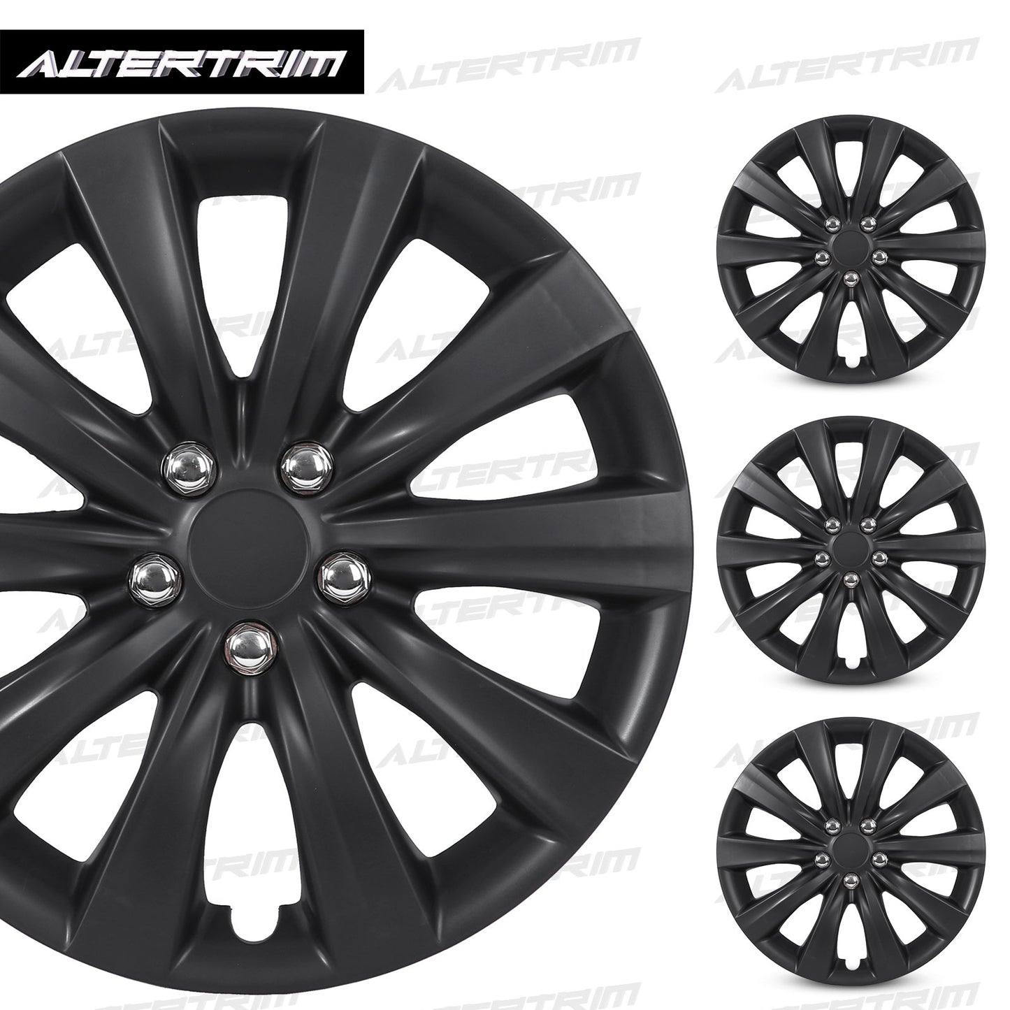 16 Inch Wheel Hubcaps for 2009-2026 TOYOTA Corolla and 2009-2014 TOYOTA Matrix w/decorative screws - Matte Black