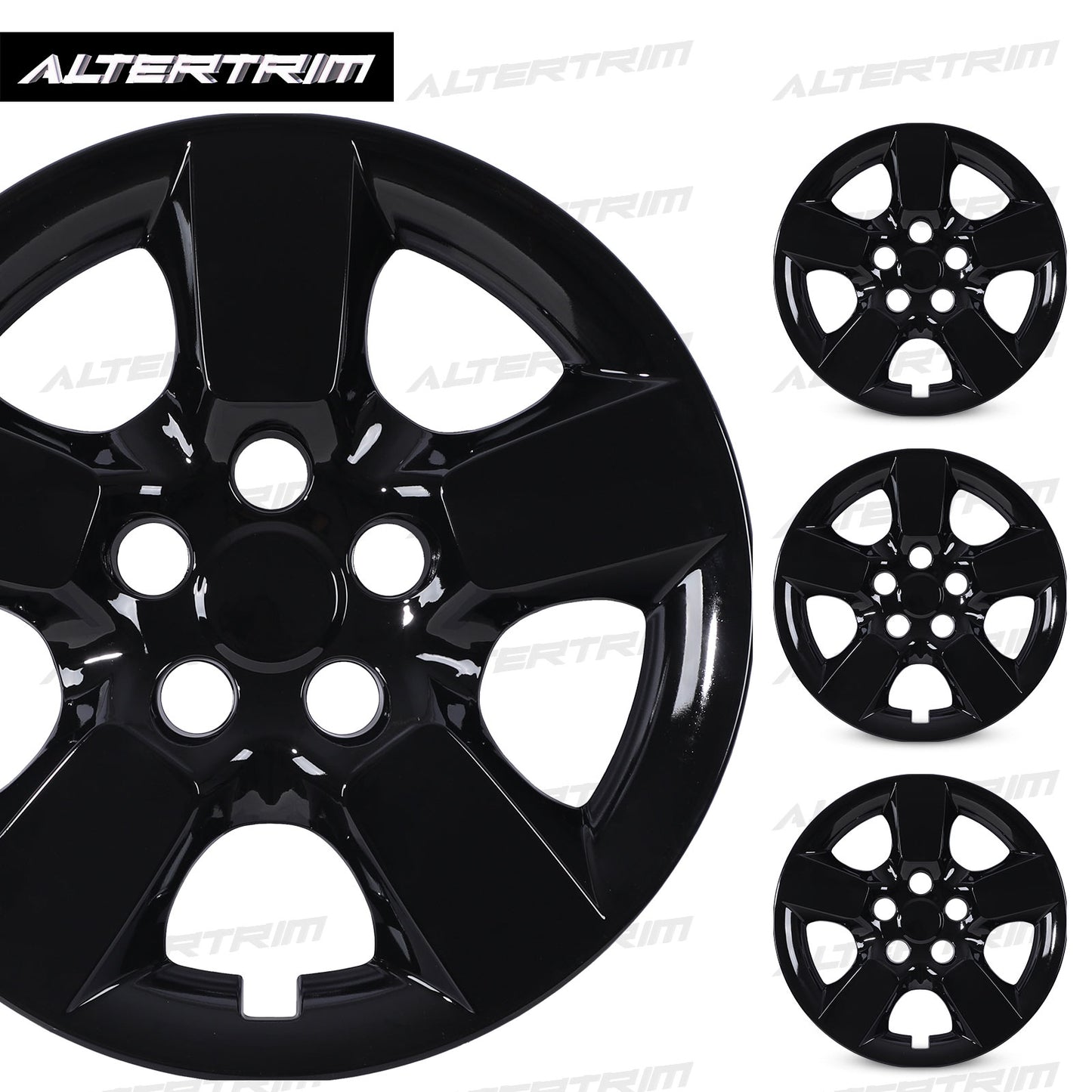 16 Inch Wheel Hubcaps for 2008-2015 Nissan Rogue - Black Lacquer
