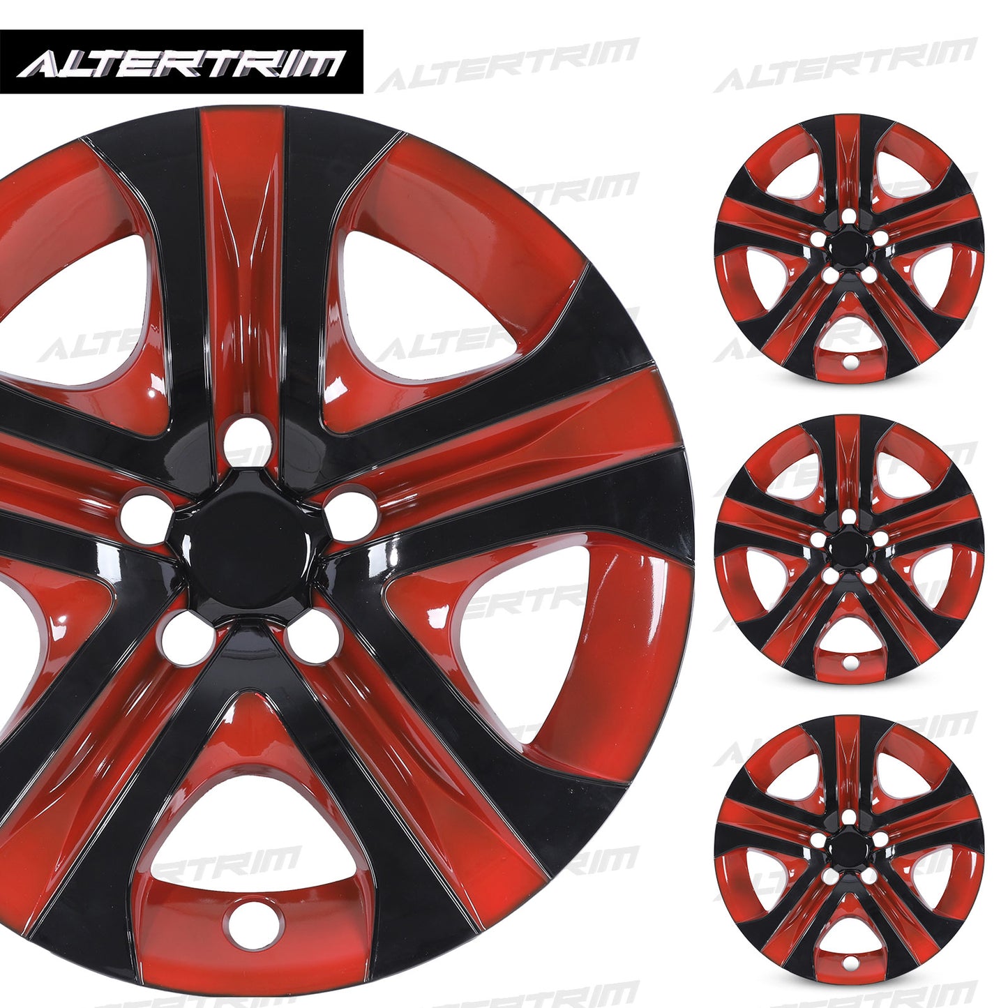 17 Inch Wheel Hubcaps for 2013-2018 TOYOTA RAV4 - Black Lacquer& Red Lacquer