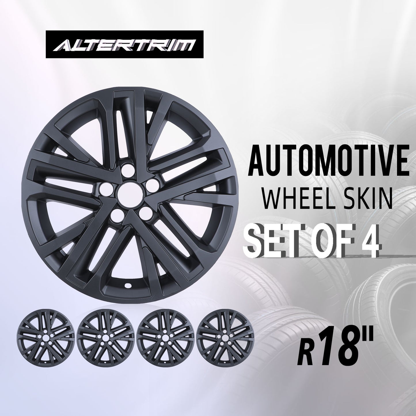 18 Inch Wheel Skins for 2025-2026 Toyota Camry Hybrid SE/XLE model - Matte Black