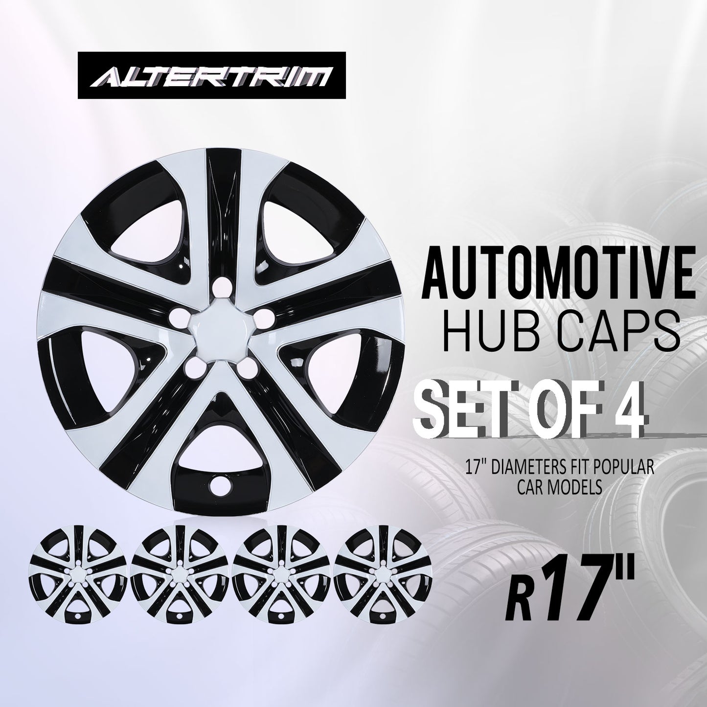 17 Inch Wheel Hubcaps for 2013-2018 TOYOTA RAV4 - White Lacquer& Black Lacquer