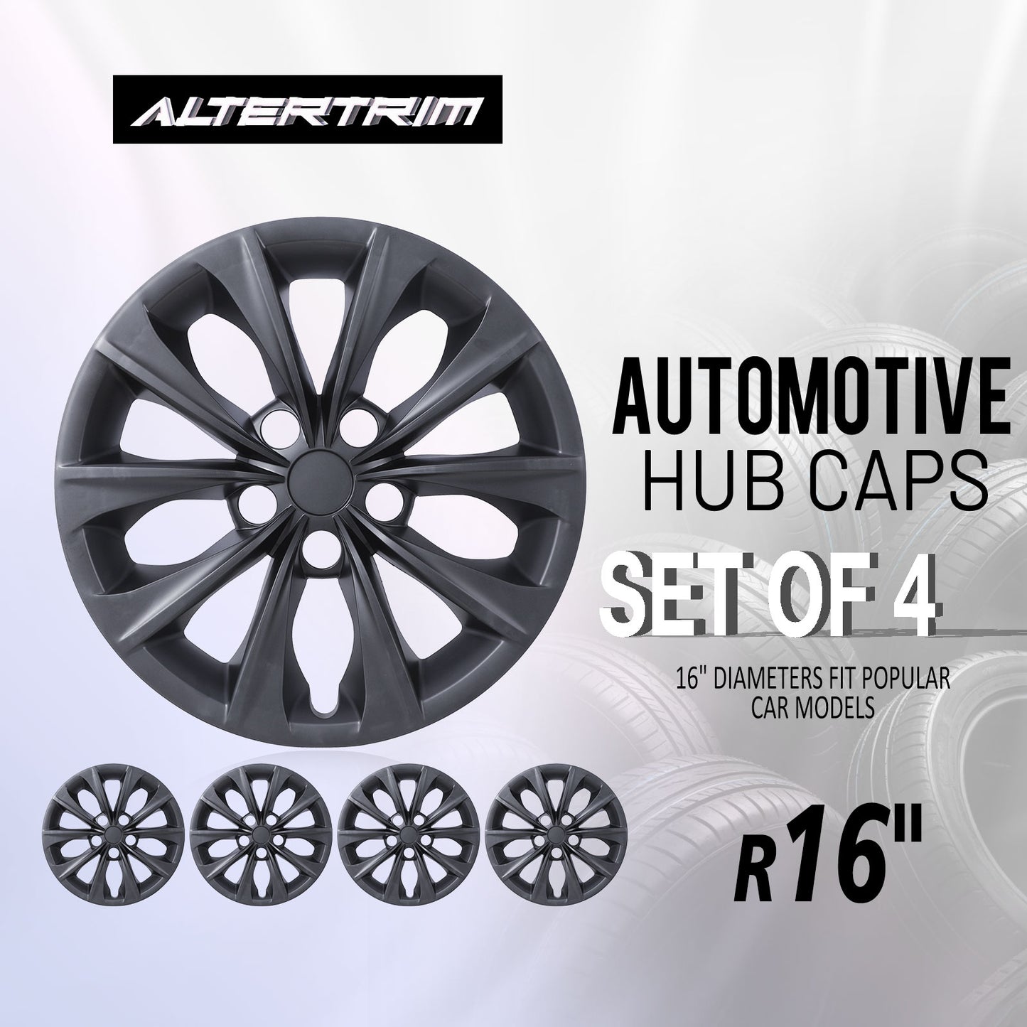 16 Inch Wheel Hubcaps for 2015-2017 TOYOTA Camry - Matte Black