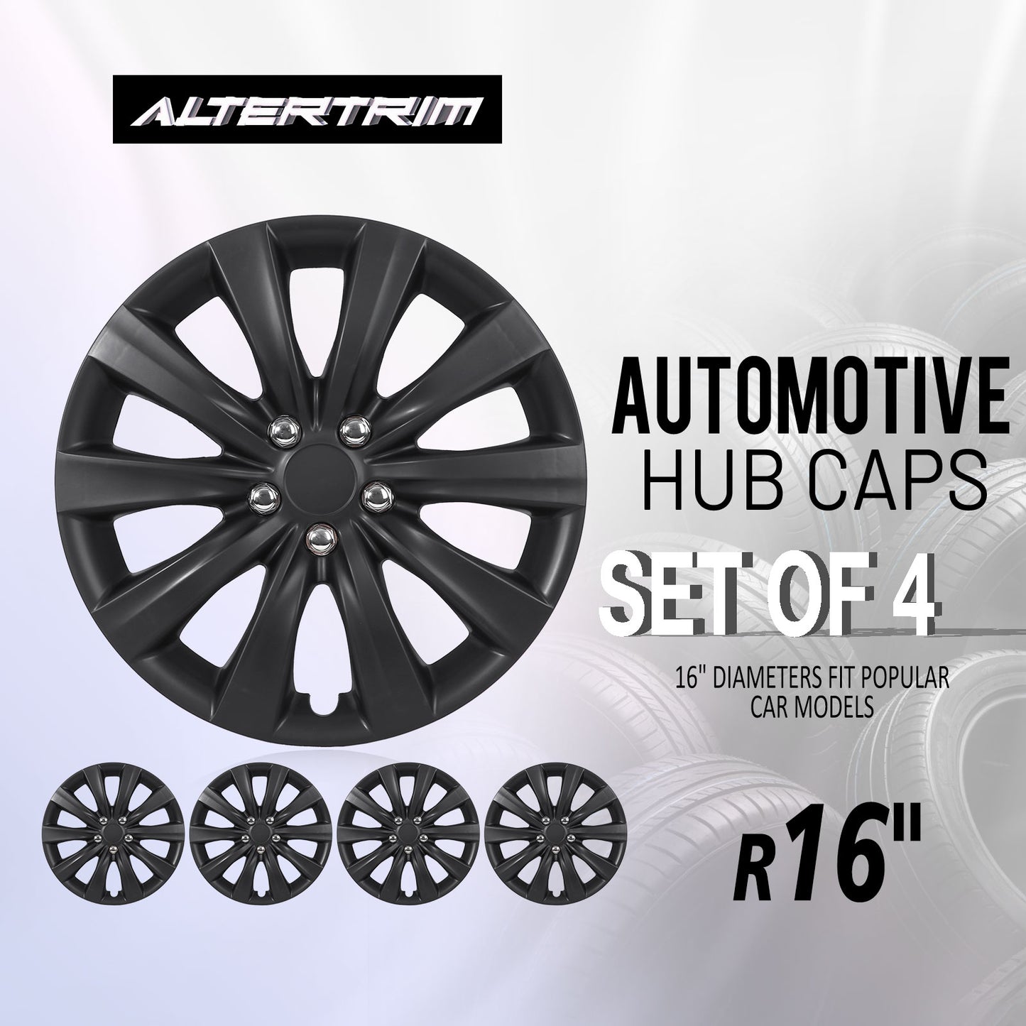 16 Inch Wheel Hubcaps for 2009-2026 TOYOTA Corolla and 2009-2014 TOYOTA Matrix w/decorative screws - Matte Black
