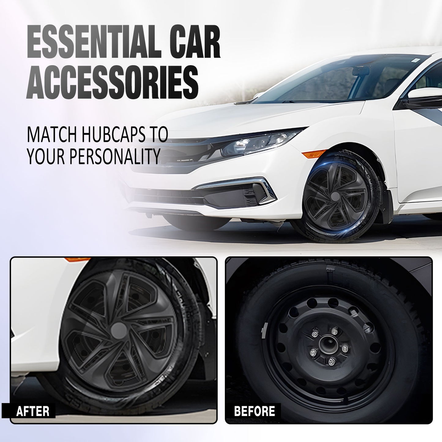 16 Inch Wheel Hubcaps for 2016-2026 Honda Civic Sedan - Matte Black