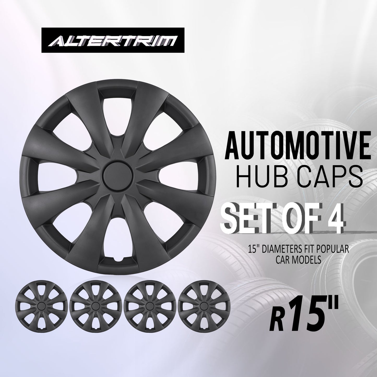 15 Inch Wheel Hubcaps for 2009-2019 TOYOTA Corolla - Matte Black
