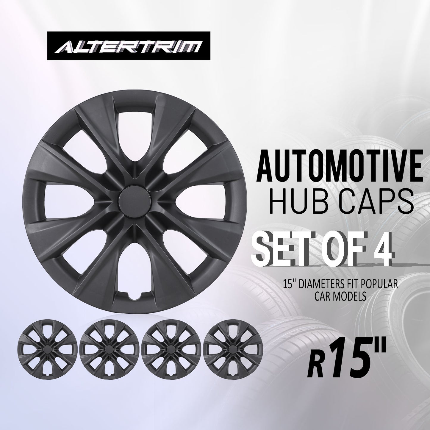 15 Inch Wheel Hubcaps for 2009-2019 TOYOTA Corolla - Matte Black