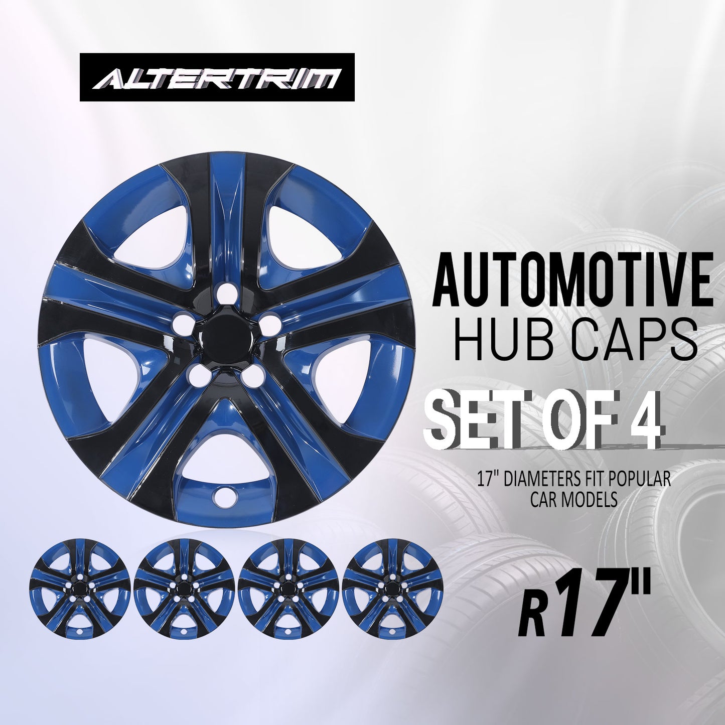 17 Inch Wheel Hubcaps for 2013-2018 TOYOTA RAV4 - Black Lacquer& Blue Lacquer
