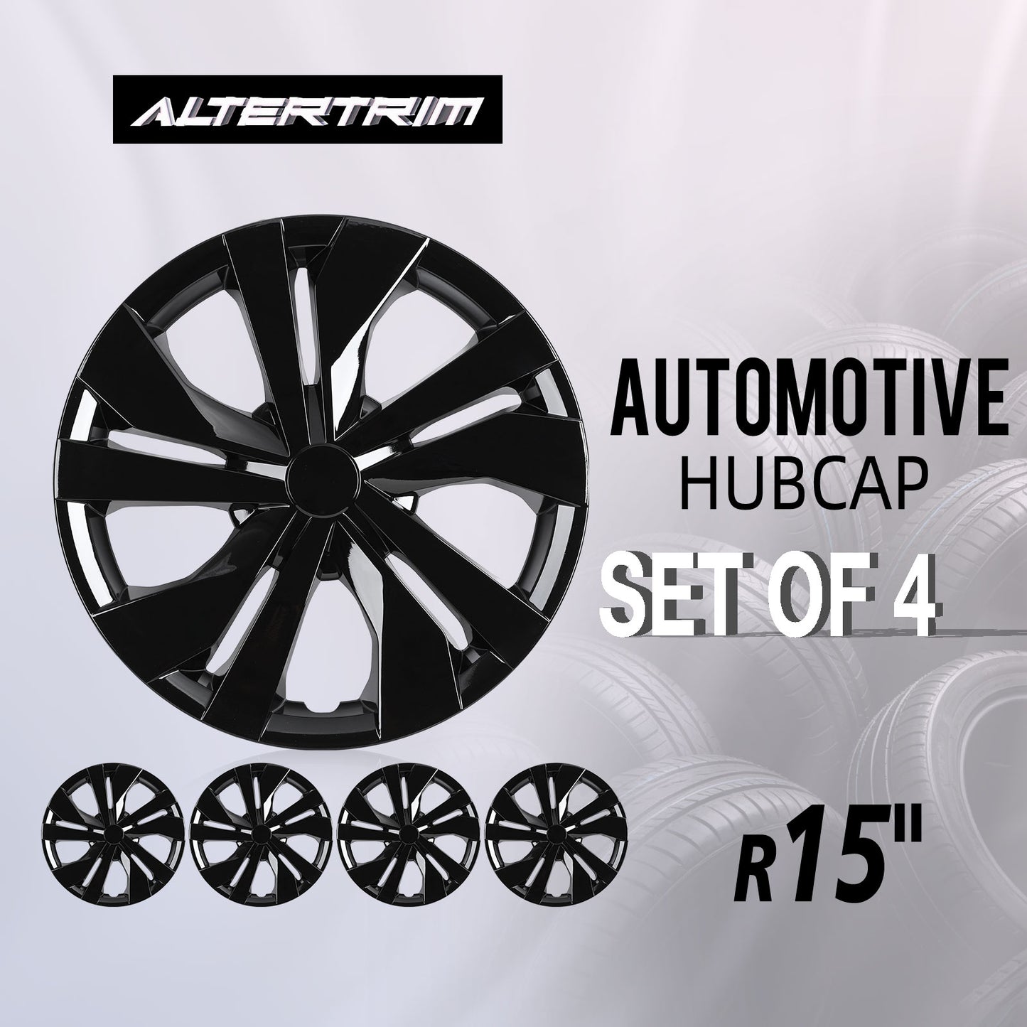 15 Inch Wheel Hubcaps for 2007-2026 Nissan Versa - Black Lacquer