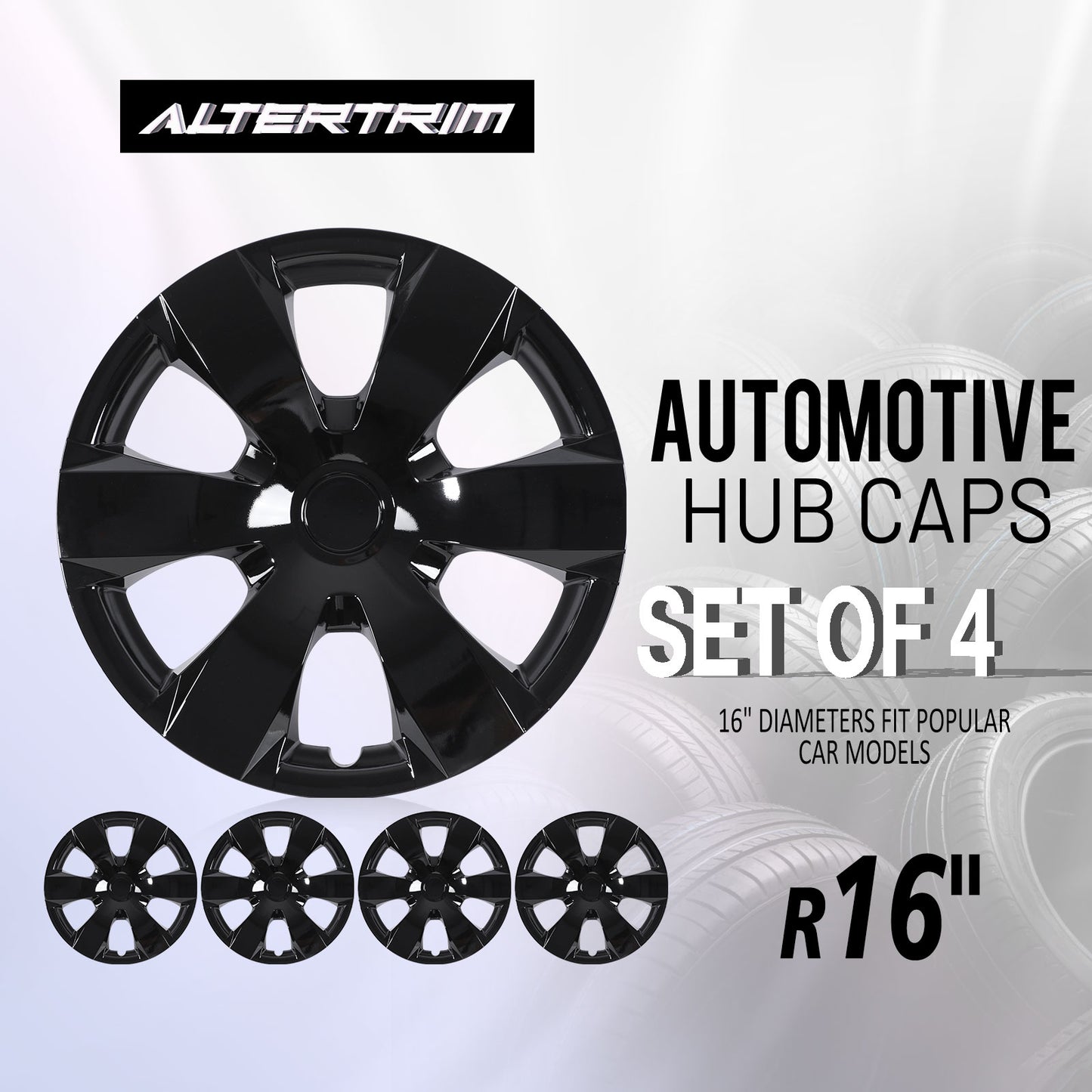 16 Inch Wheel Hubcaps for 2007-2011 TOYOTA Camry - Black Lacquer