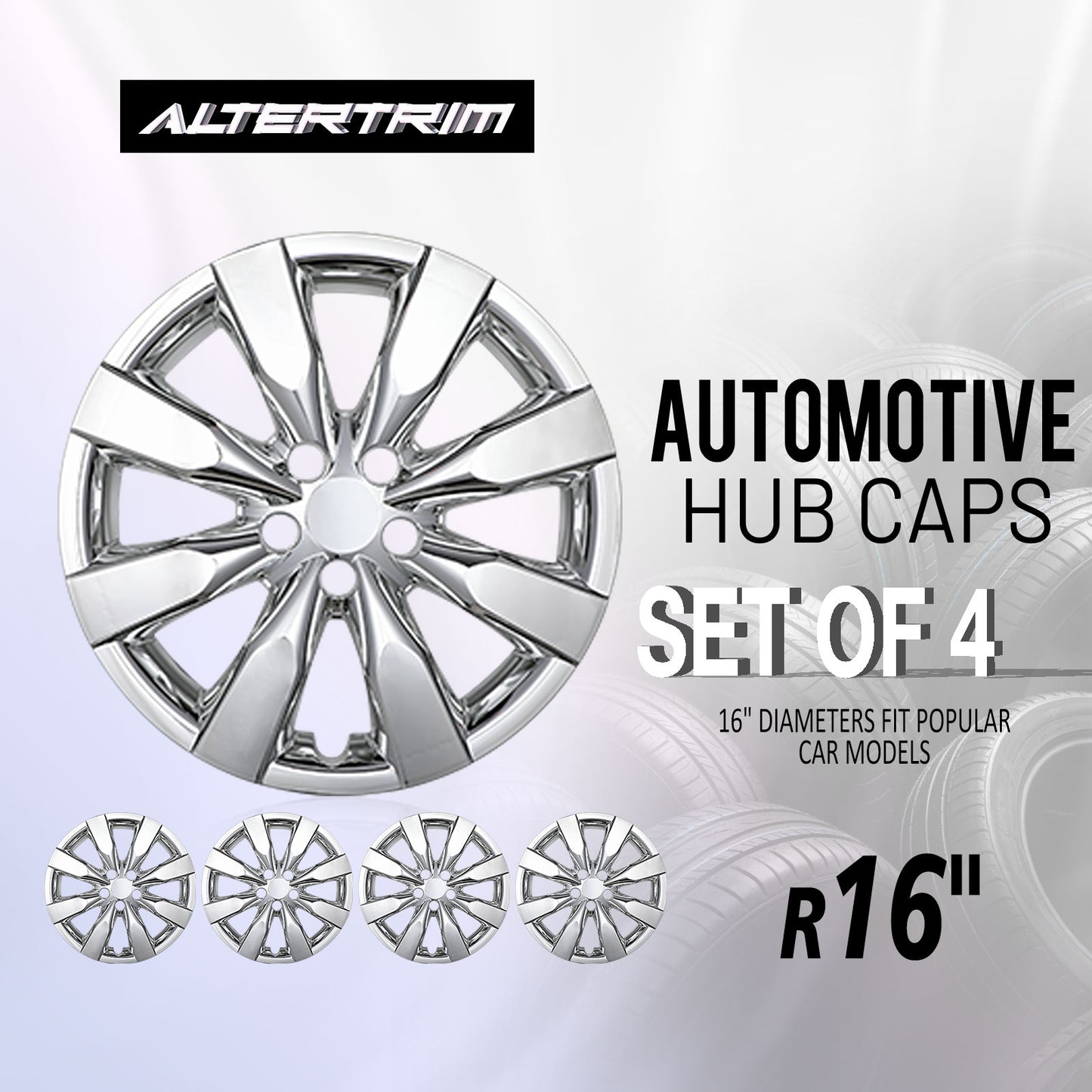 16 Inch Wheel Hubcaps for 2009-2019 TOYOTA Corolla and 2009-2014 TOYOTA Matrix - Chrome