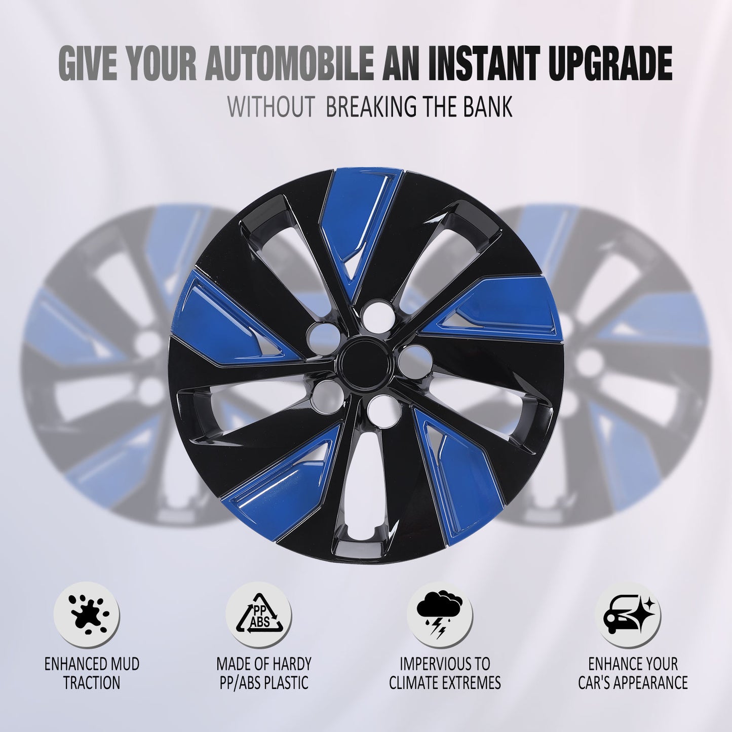 16 Inch Wheel Hubcaps for 2019-2025 Nissan Altima - Black Lacquer & Blue Lacquer