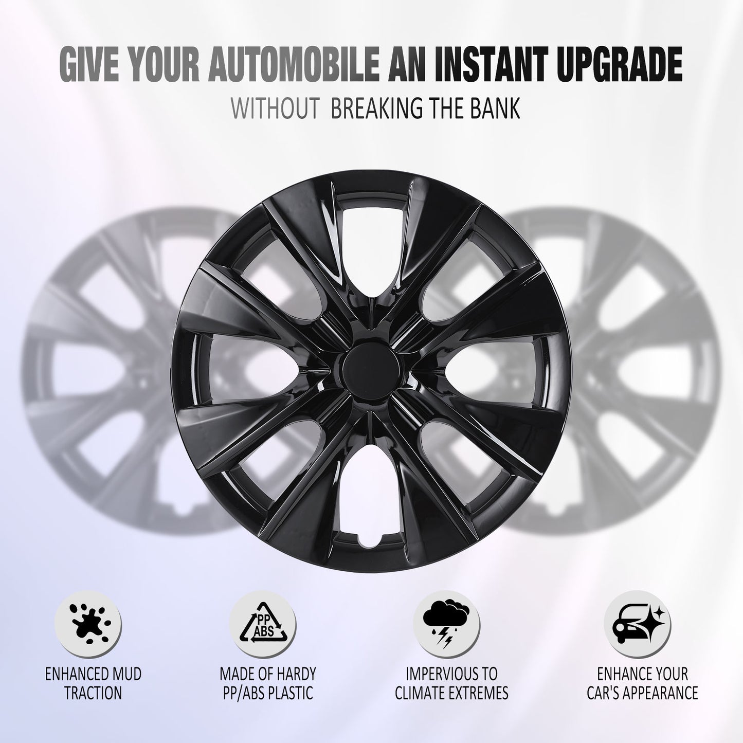 15 Inch Wheel Hubcaps for 2009-2019 TOYOTA Corolla - Black Lacquer
