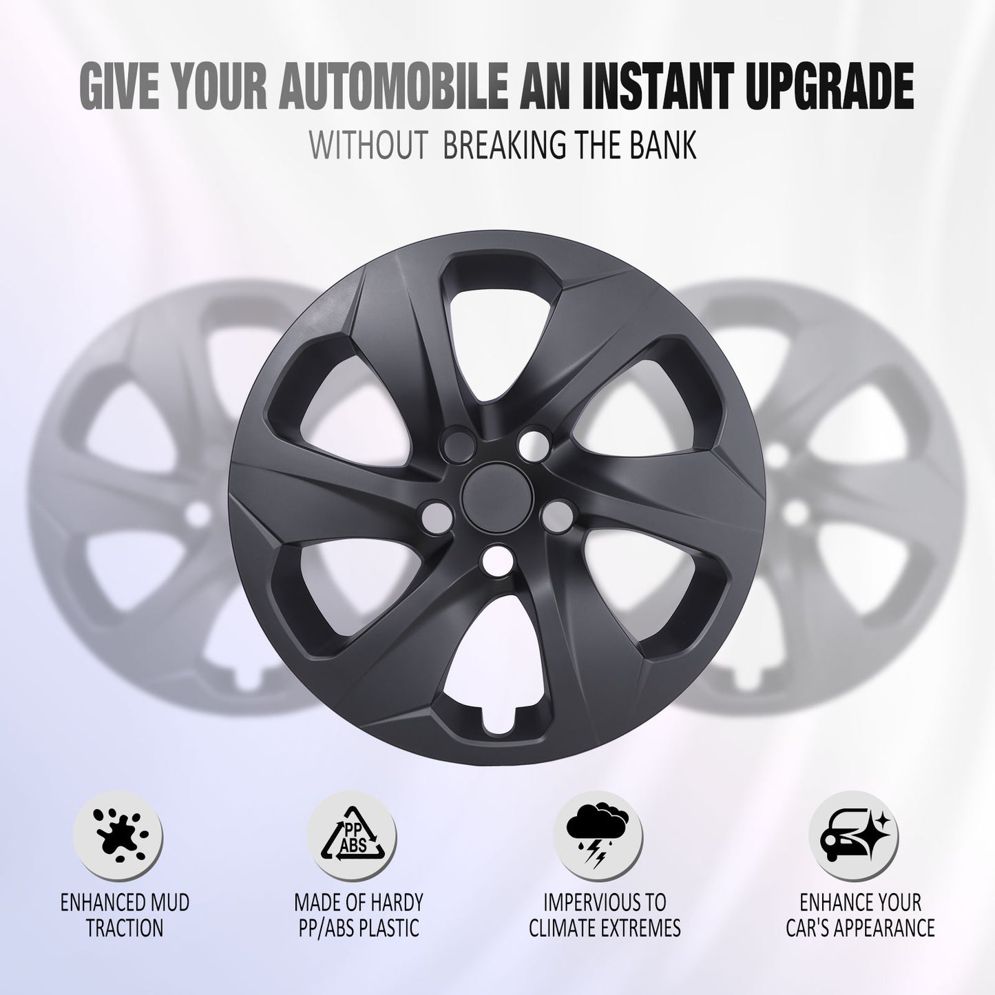 17 Inch Wheel Hubcaps for 2019-2025 Toyota RAV4 - Matte Black
