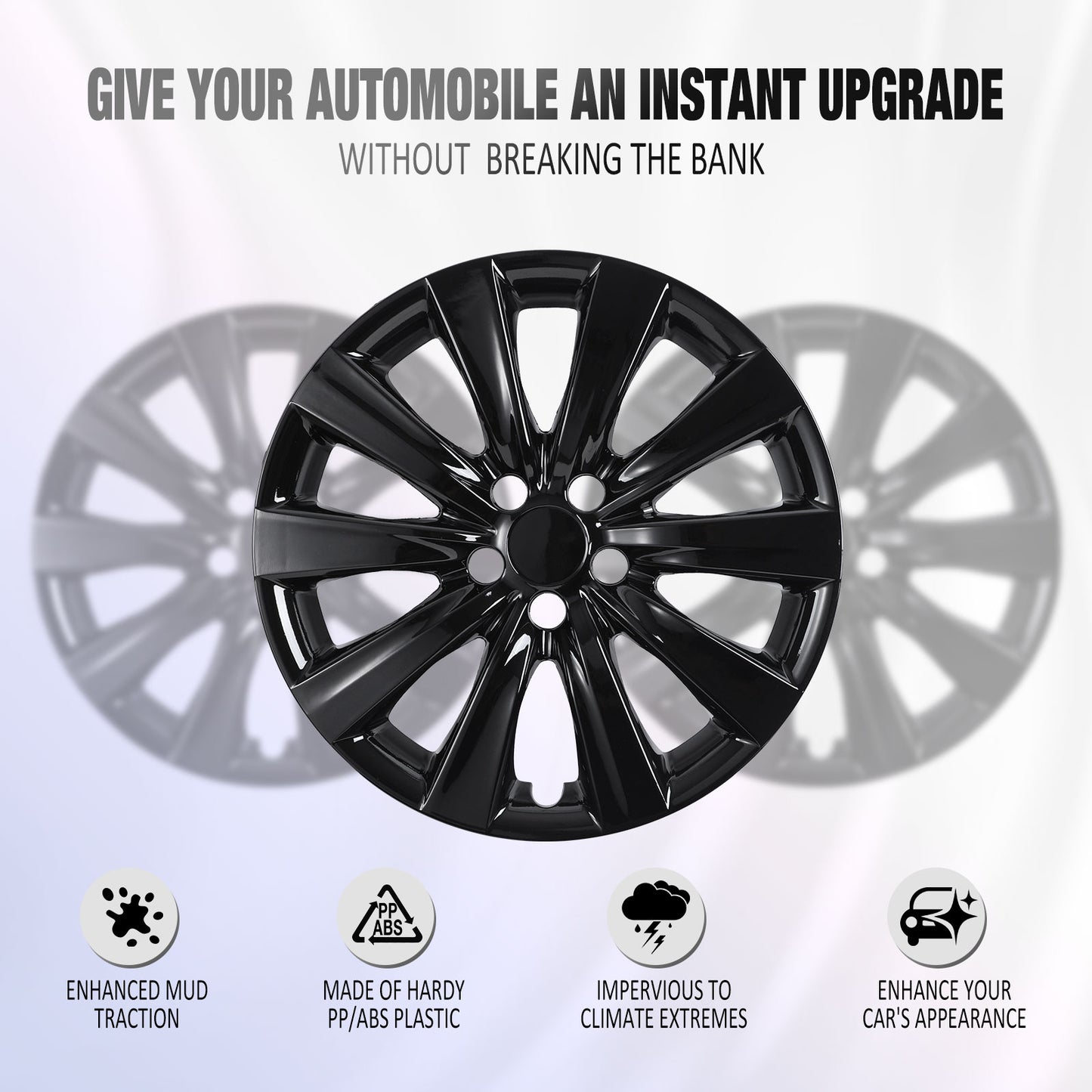 16 Inch Wheel Hubcaps for 2009-2026 TOYOTA Corolla and 2009-2014 TOYOTA Matrix - Black Lacquer
