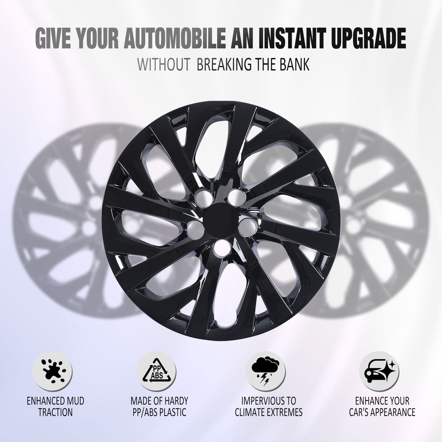 16 Inch Wheel Hubcaps for 2009-2026 TOYOTA Corolla and 2009-2014 TOYOTA Matrix - Black Lacquer