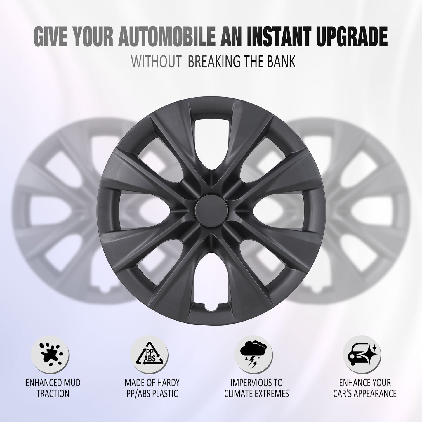 15 Inch Wheel Hubcaps for 2009-2019 TOYOTA Corolla - Matte Black