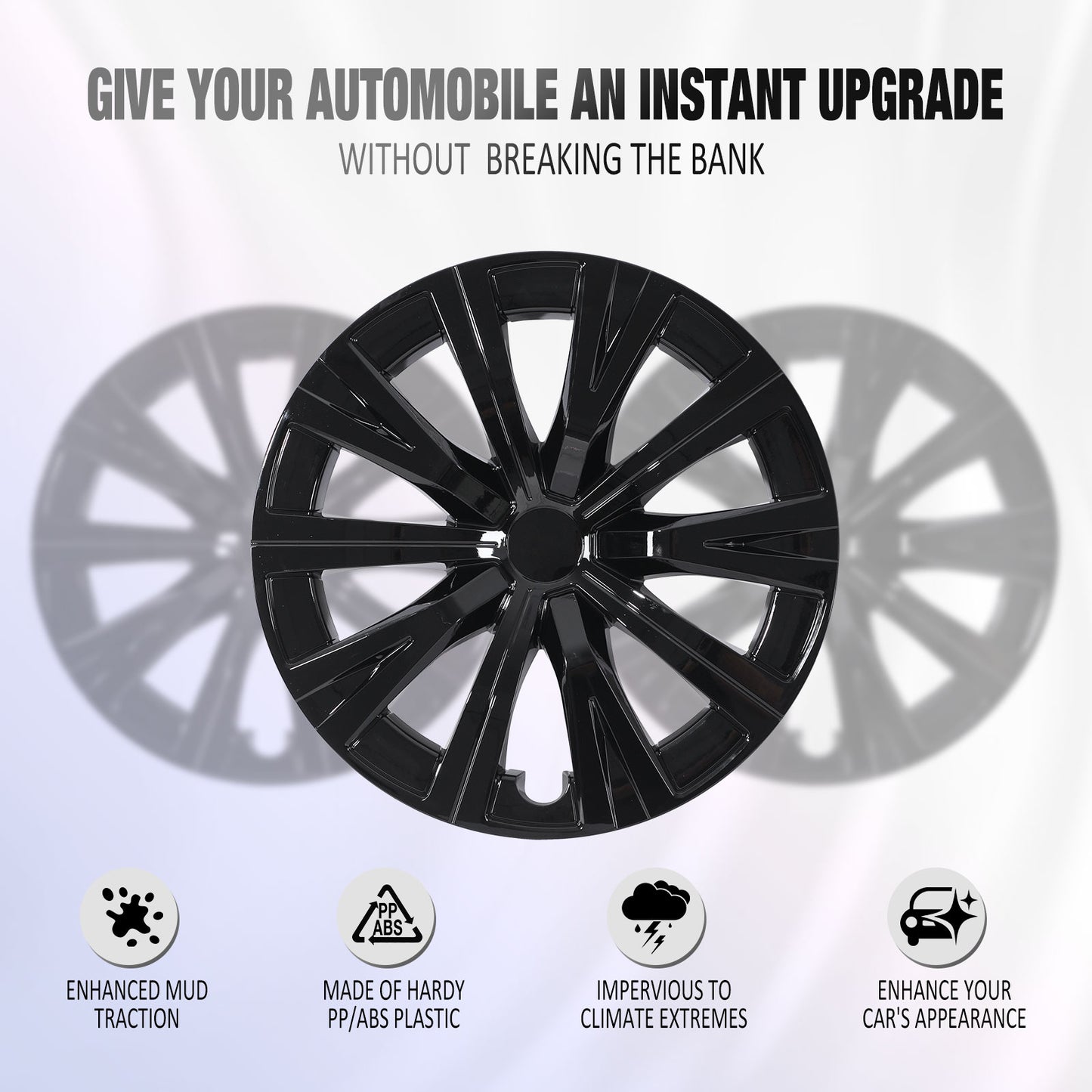16 Inch Wheel Hubcaps for 2015-2024 TOYOTA Camry - Black Lacquer