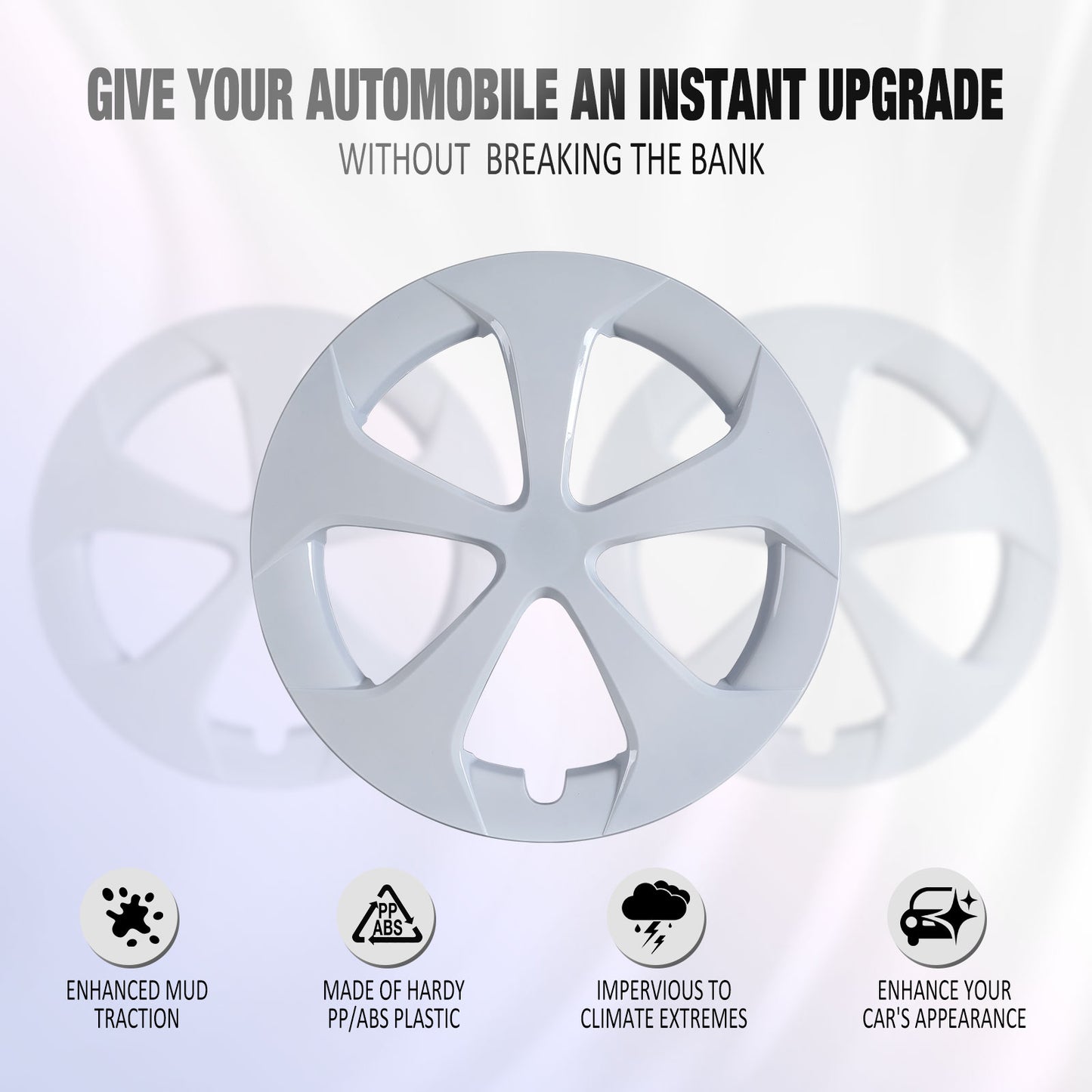 15 Inch Wheel Hubcaps for 2010-2015 TOYOTA Prius - White Lacquer