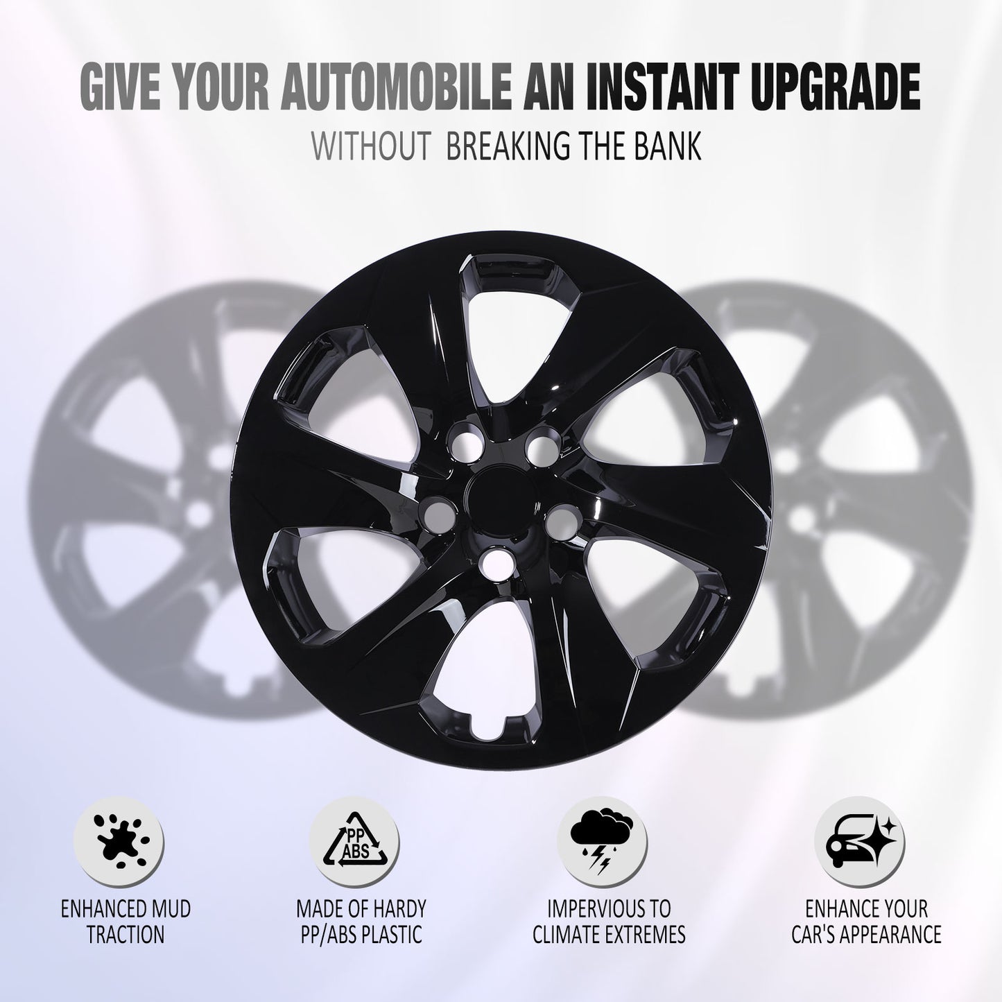 17 Inch Wheel Hubcaps for 2019-2025 Toyota RAV4 - Black Lacquer