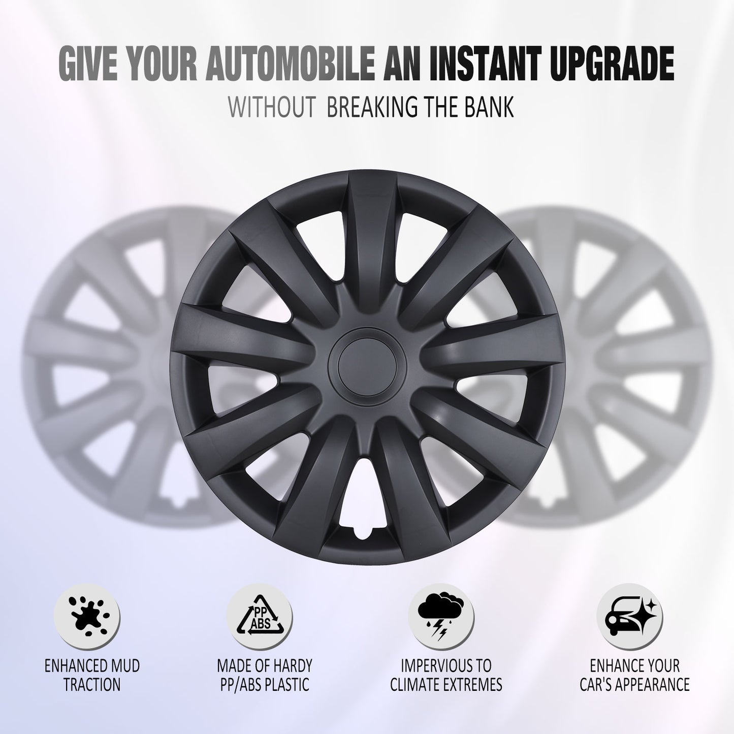 15 Inch Wheel Hubcaps for 2002-2006 Toyota Camry - Matte Black
