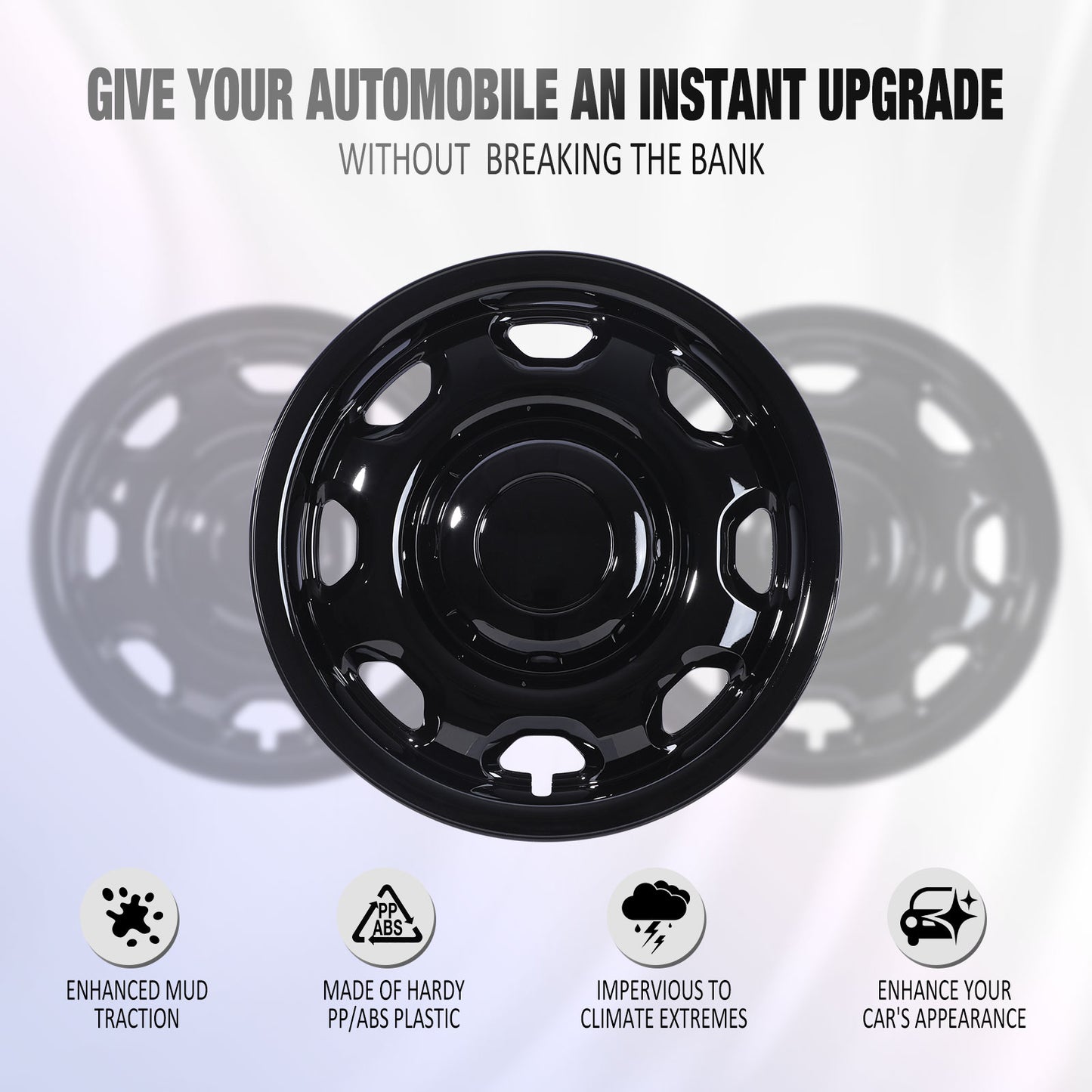 17 Inch Wheel Hubcaps for 2010-2026 Ford F-150 XL - Black Lacquer