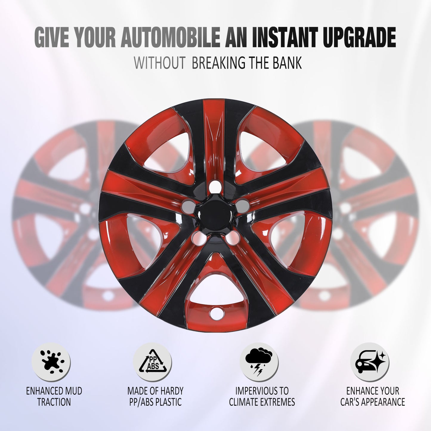 17 Inch Wheel Hubcaps for 2013-2018 TOYOTA RAV4 - Black Lacquer& Red Lacquer