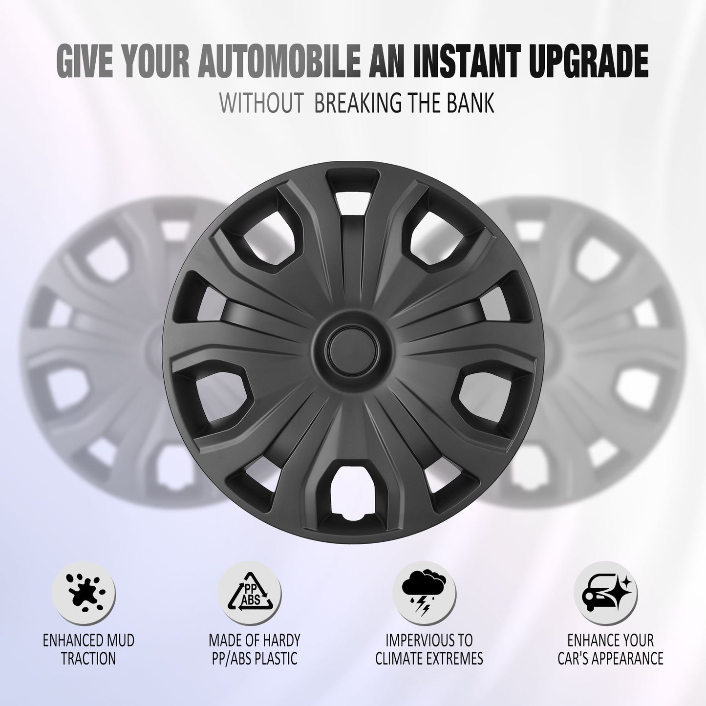 16 Inch Wheel Hubcaps for 2014-2023 Ford Transit Connect - Matte Black