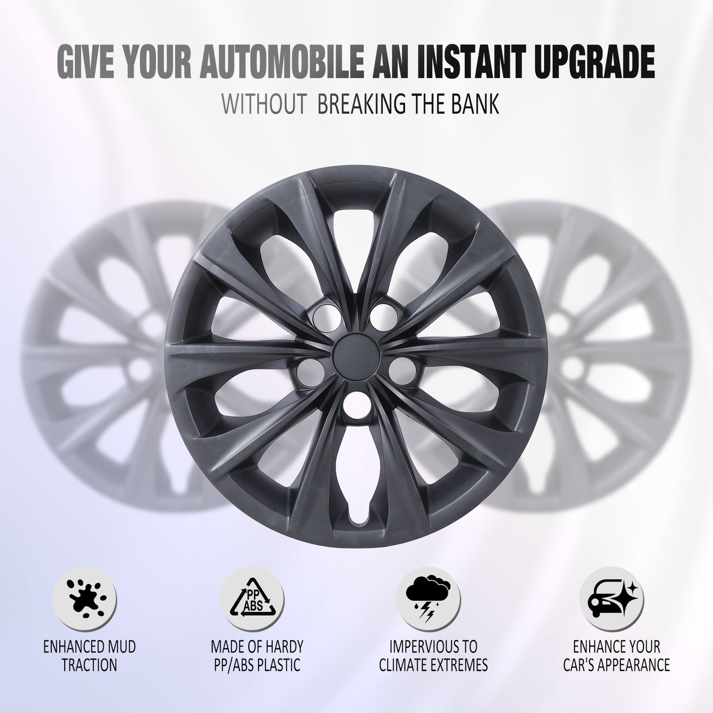 16 Inch Wheel Hubcaps for 2015-2017 TOYOTA Camry - Matte Black