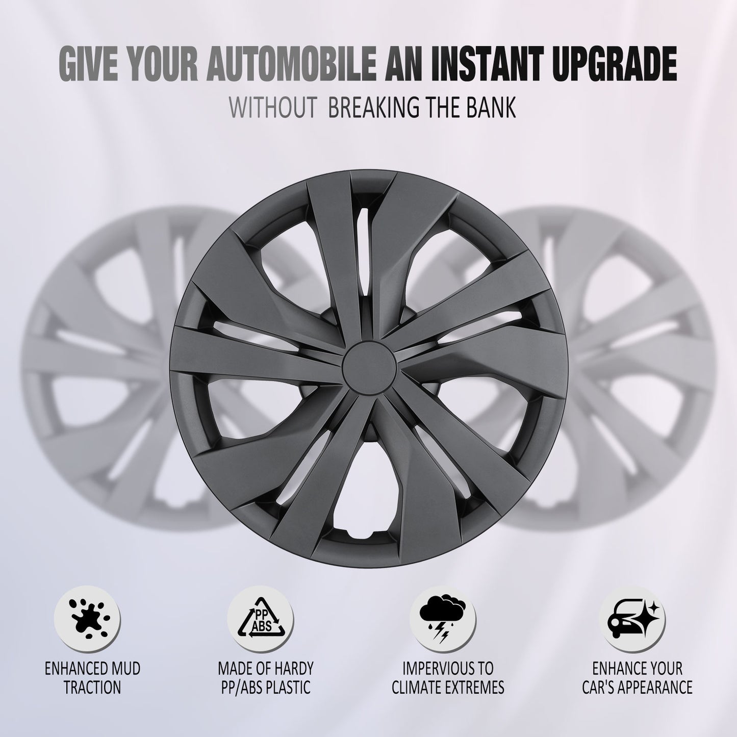 15 Inch Wheel Hubcaps for 2007-2026 Nissan Versa - Matte Black