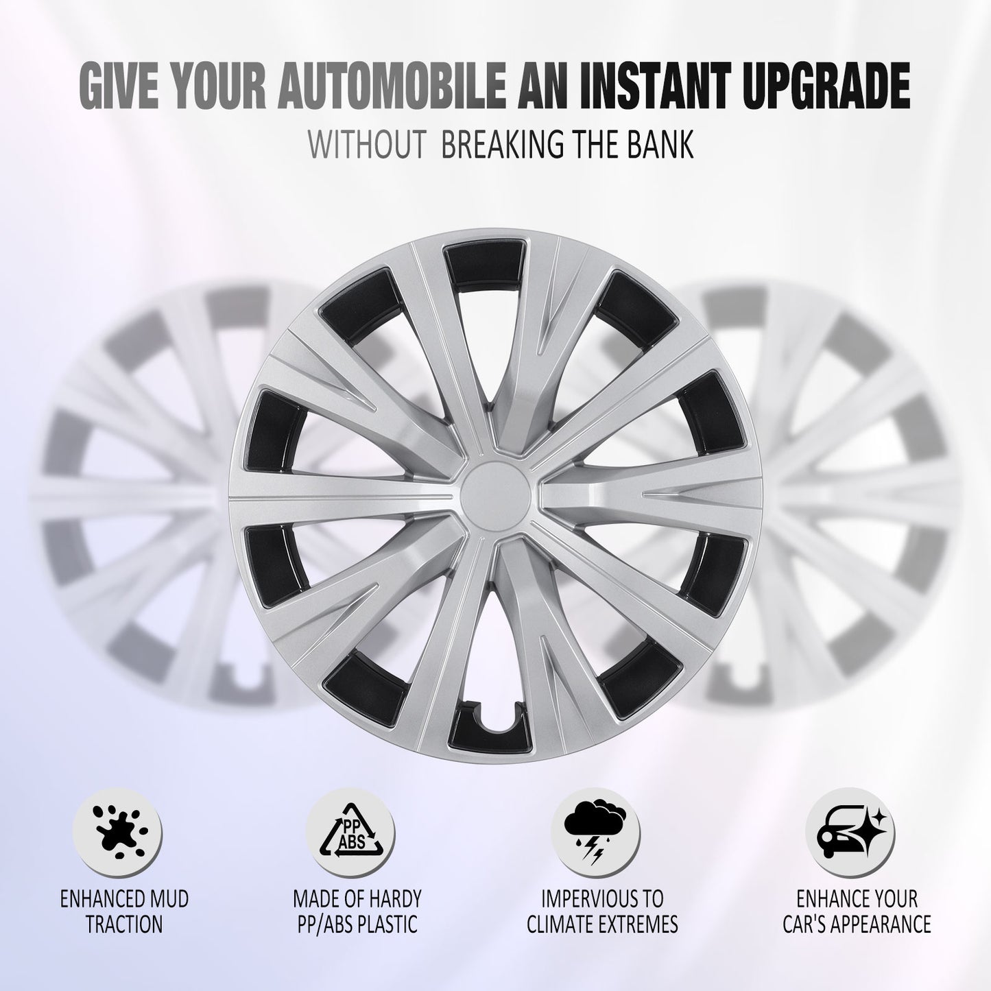 16 Inch Wheel Hubcaps for 2015-2024 TOYOTA Camry - Silver Lacquer & Black Lacquer