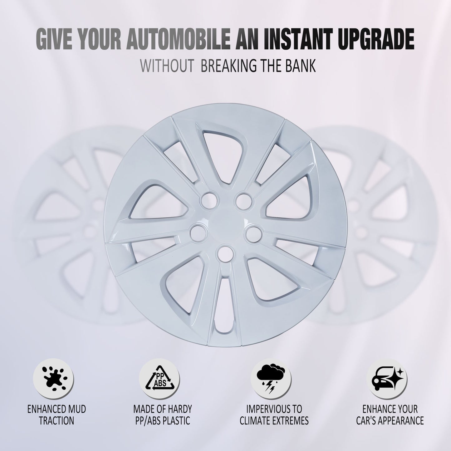 15 Inch Wheel Hubcaps for 2016-2022 TOYOTA Prius/ 2020-2024 TOYOTA Corolla - White Lacquer