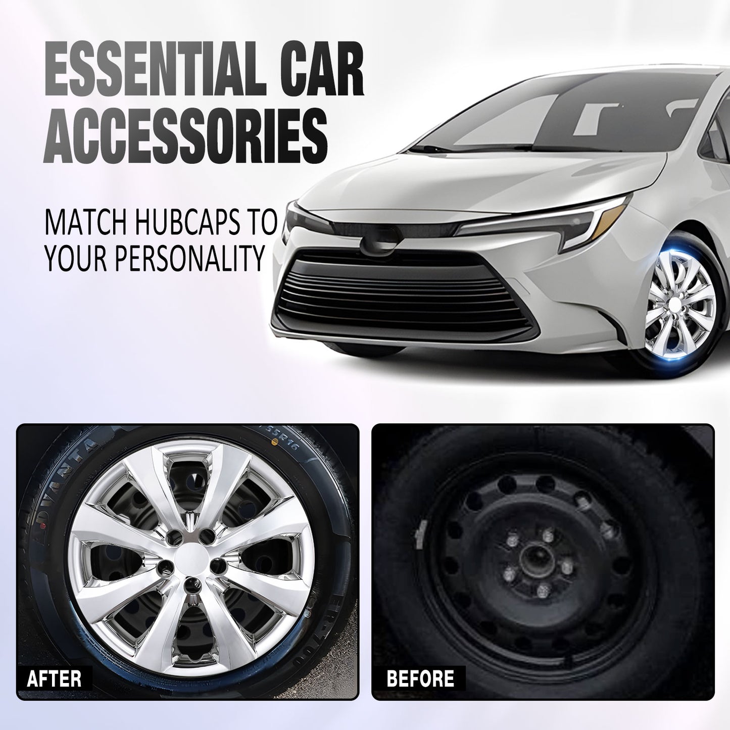 16 Inch Wheel Hubcaps for 2014-2026 TOYOTA Corolla and 2009-2014 TOYOTA Matrix - Chrome