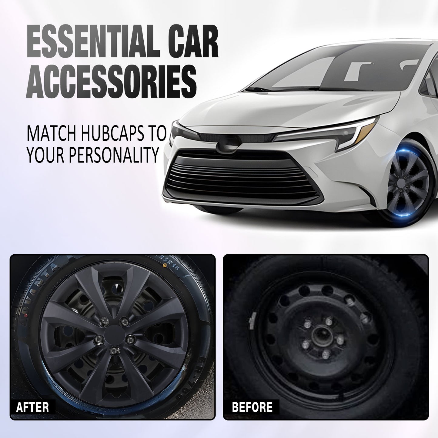 16 Inch Wheel Hubcaps for 2014-2026 TOYOTA Corolla and 2009-2014 TOYOTA Matrix - Matte Black