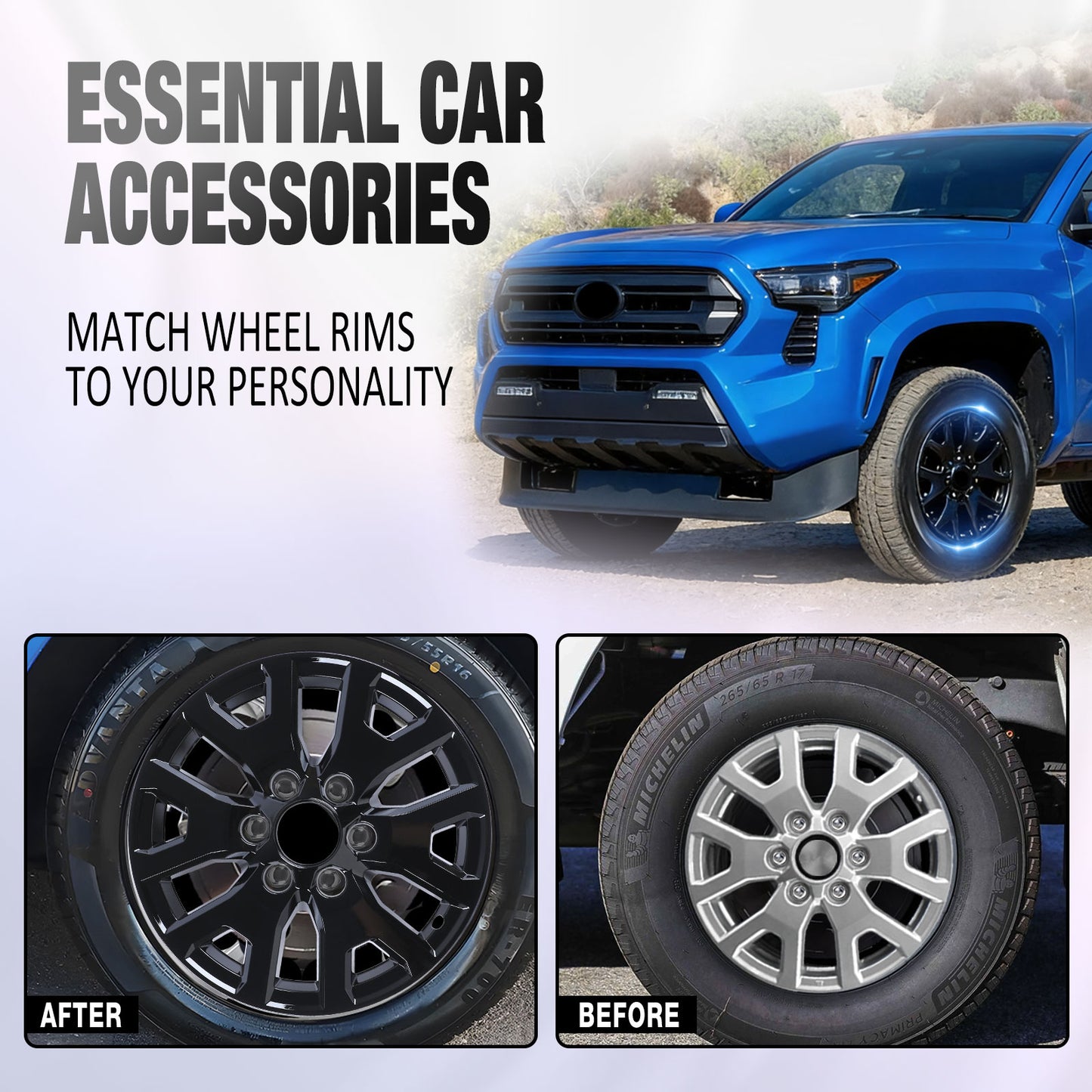 17 Inch Wheel Skins for 2024-2026 Toyota Tacoma - Black Lacquer