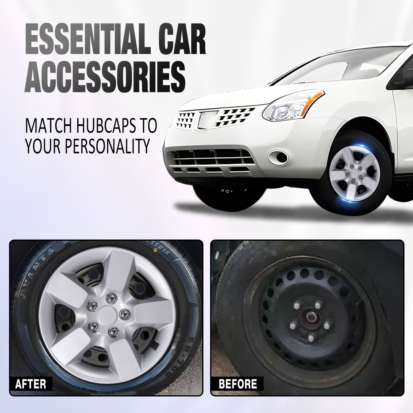 16 Inch Wheel Hubcaps for 2008-2015 Nissan Rogue w/decorative screws - Lacquer
