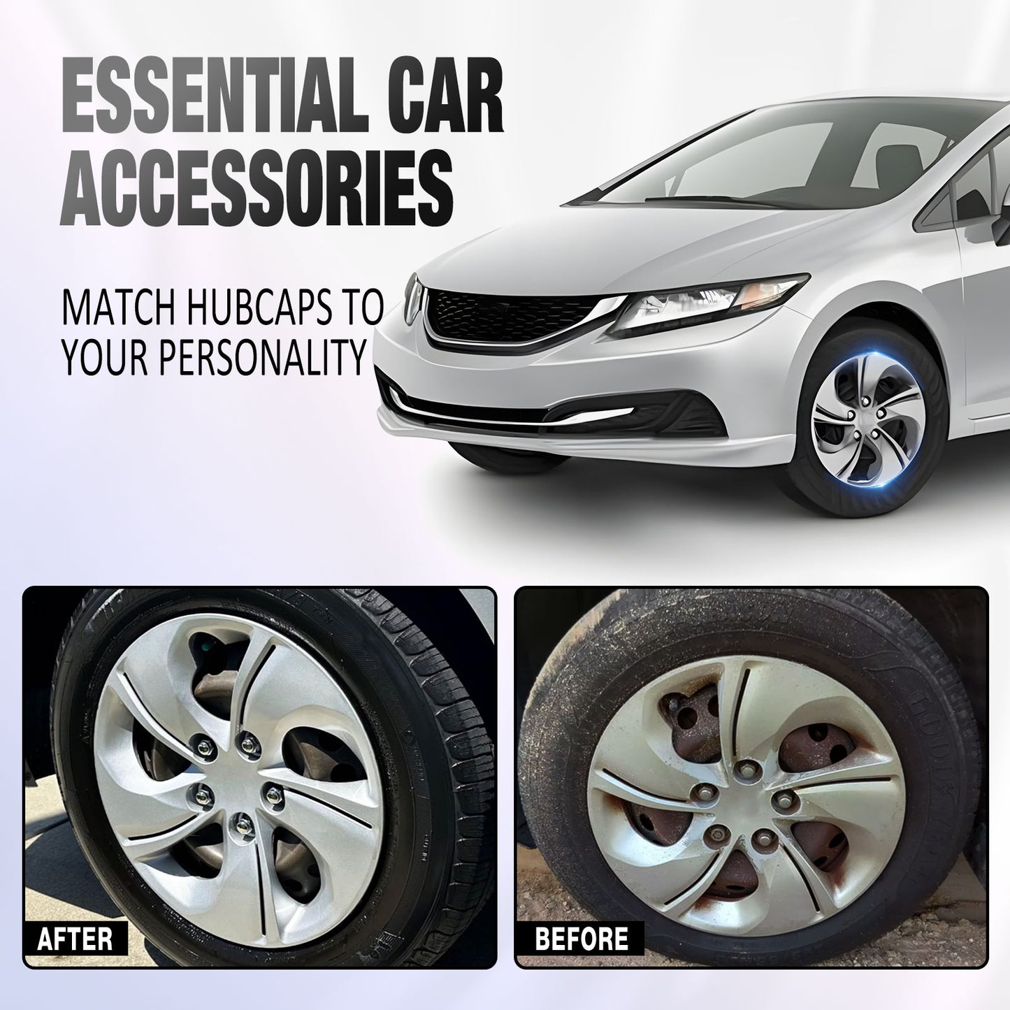 15 Inch Wheel Hubcaps for 2013-2015 Honda Civic Sedan/ 2013 Honda Civic Coupe - Lacquer