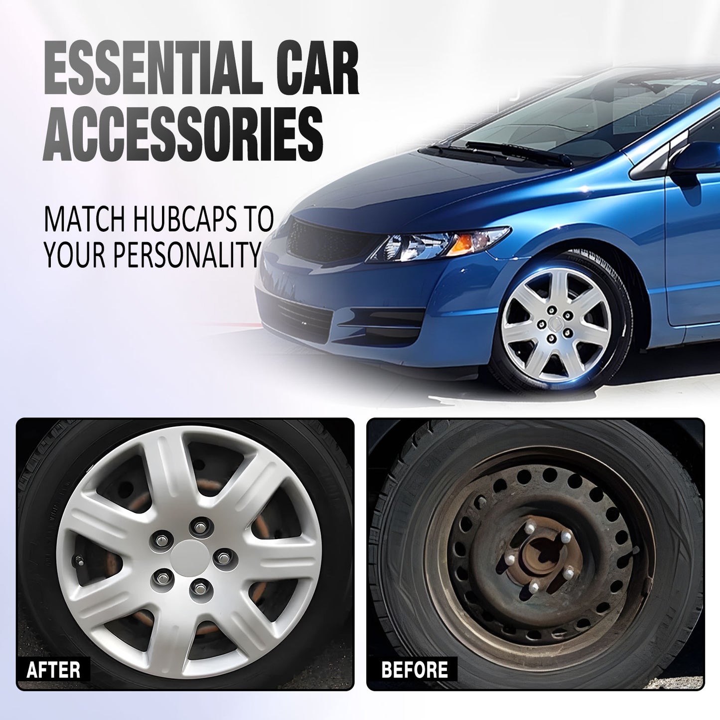 16 Inch Wheel Hubcaps for 2006-2011 Honda Civic - Lacquer