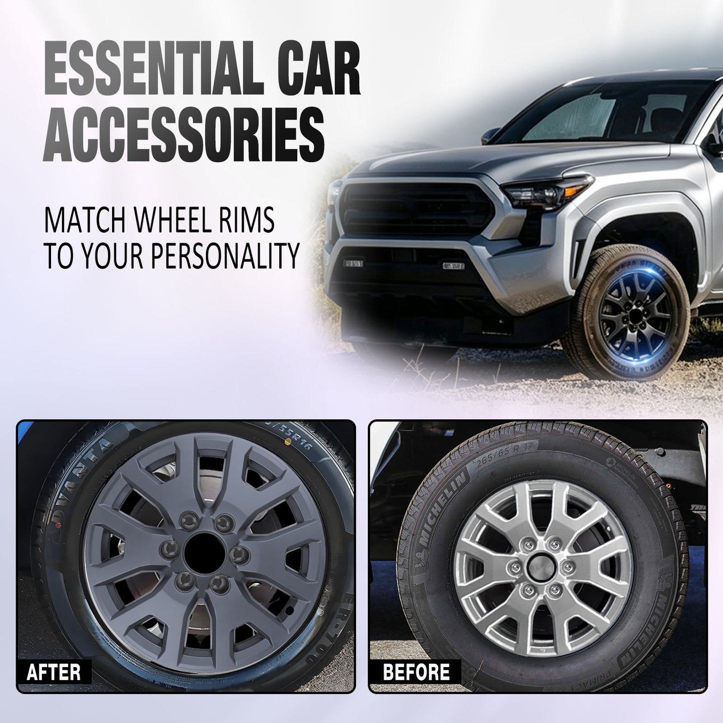 17 Inch Wheel Skins for 2024-2026 Toyota Tacoma - Matte Black