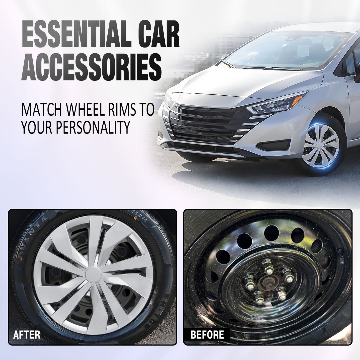 15 Inch Wheel Hubcaps for 2007-2026 Nissan Versa - Lacquer