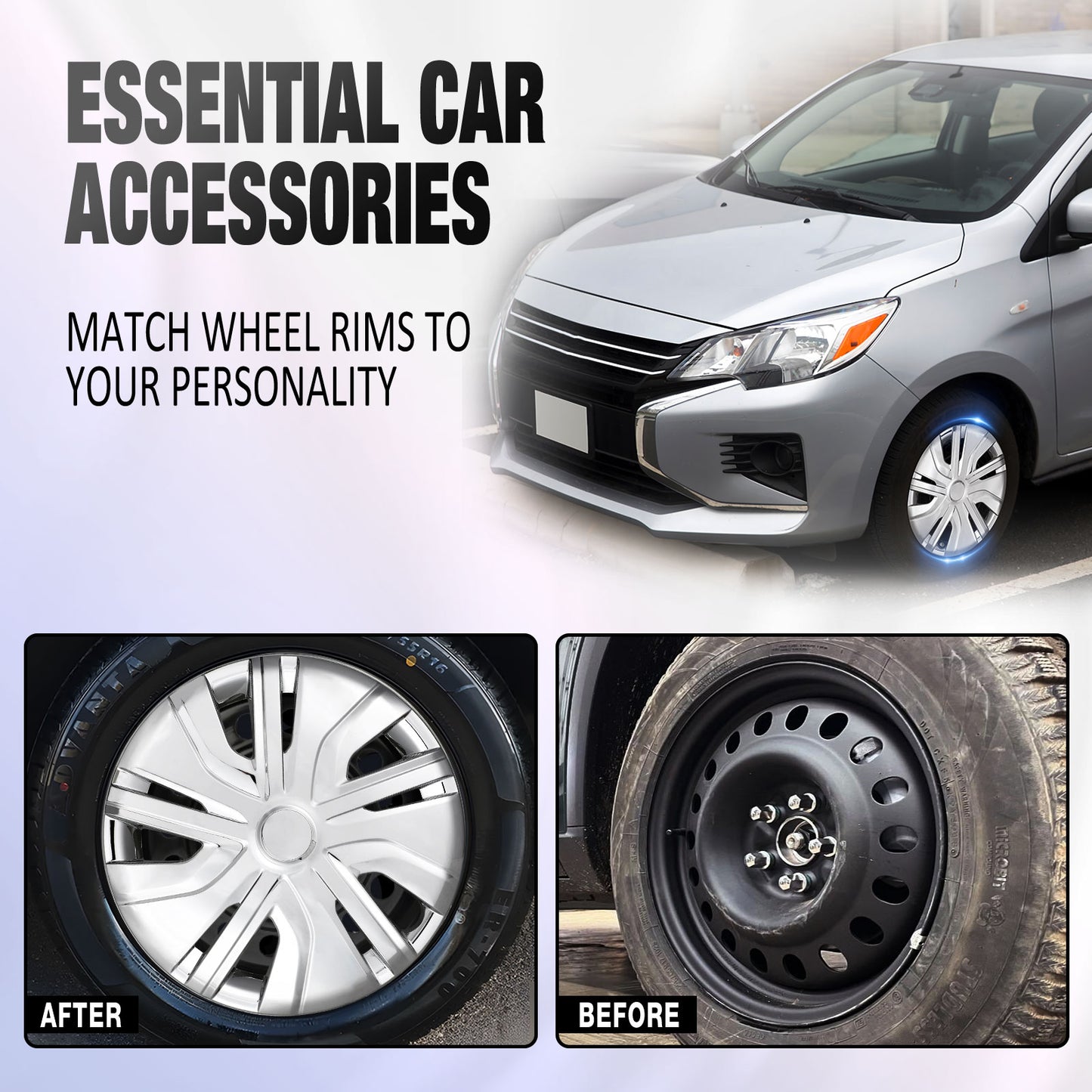 14 Inch Wheel Hubcaps for 2014-2026 Mitsubishi Mirage - Chrome