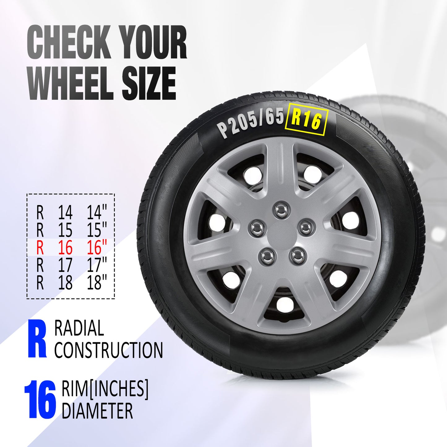 16 Inch Wheel Hubcaps for 2006-2011 Honda Civic - Lacquer