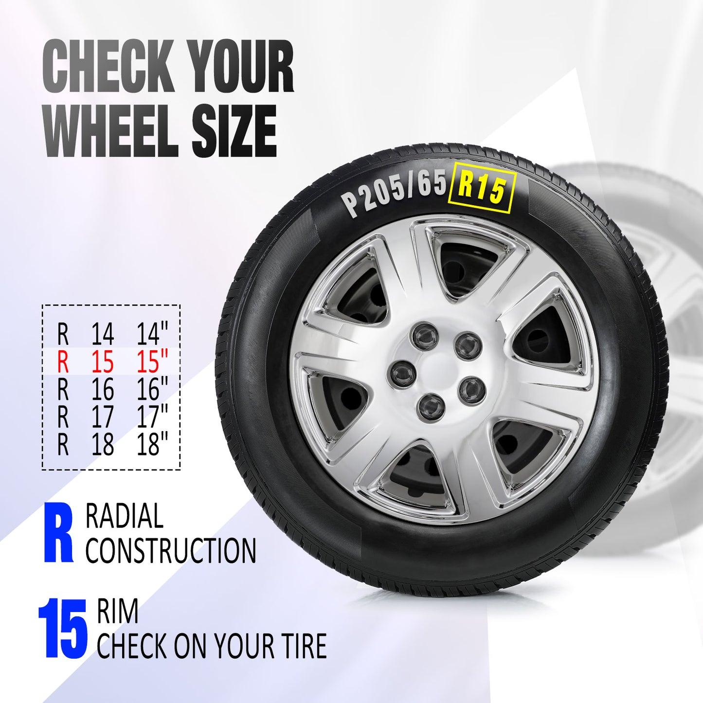 15 Inch Wheel Hubcaps for 2005-2008 TOYOTA Corolla - Chrome