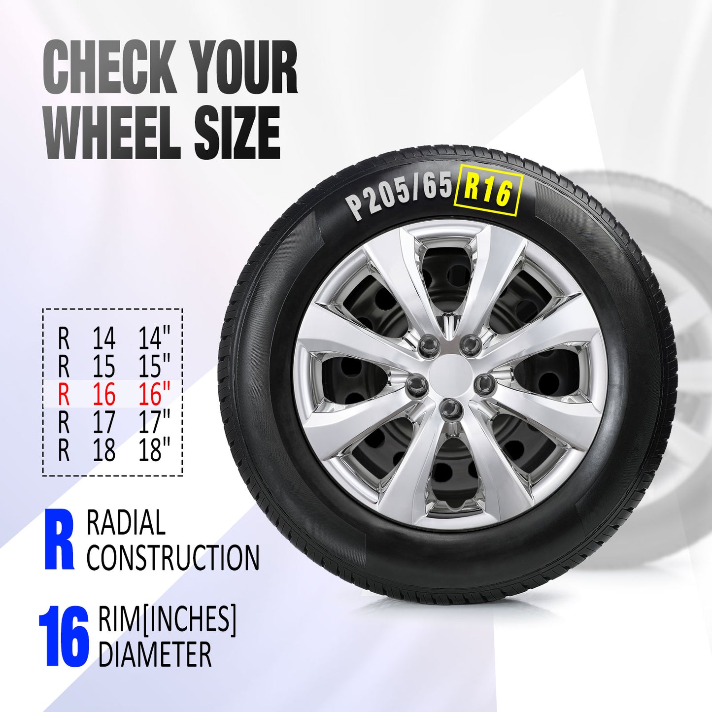 16 Inch Wheel Hubcaps for 2014-2026 TOYOTA Corolla and 2009-2014 TOYOTA Matrix - Chrome