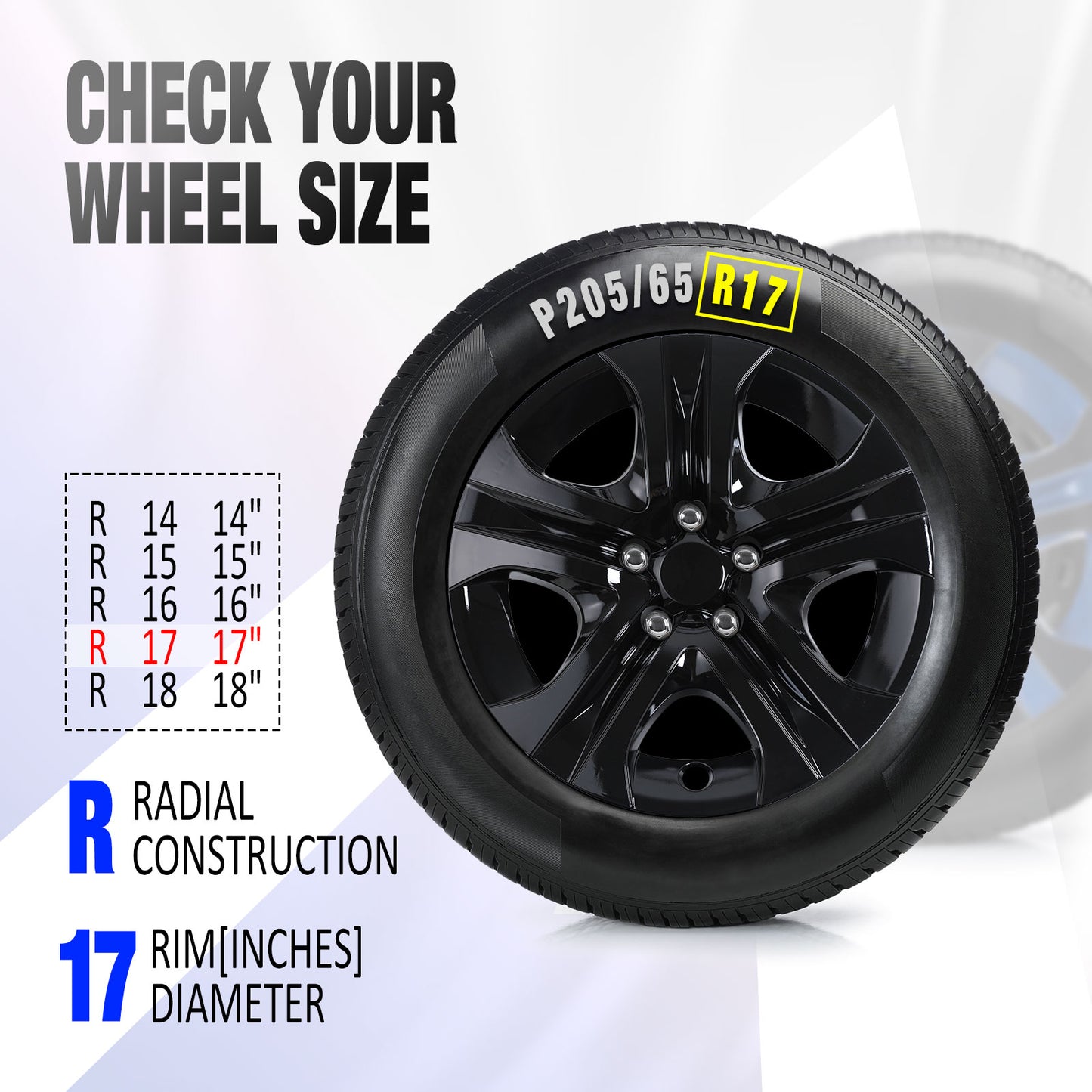 17 Inch Wheel Hubcaps for 2013-2018 TOYOTA RAV4 - Black Lacquer